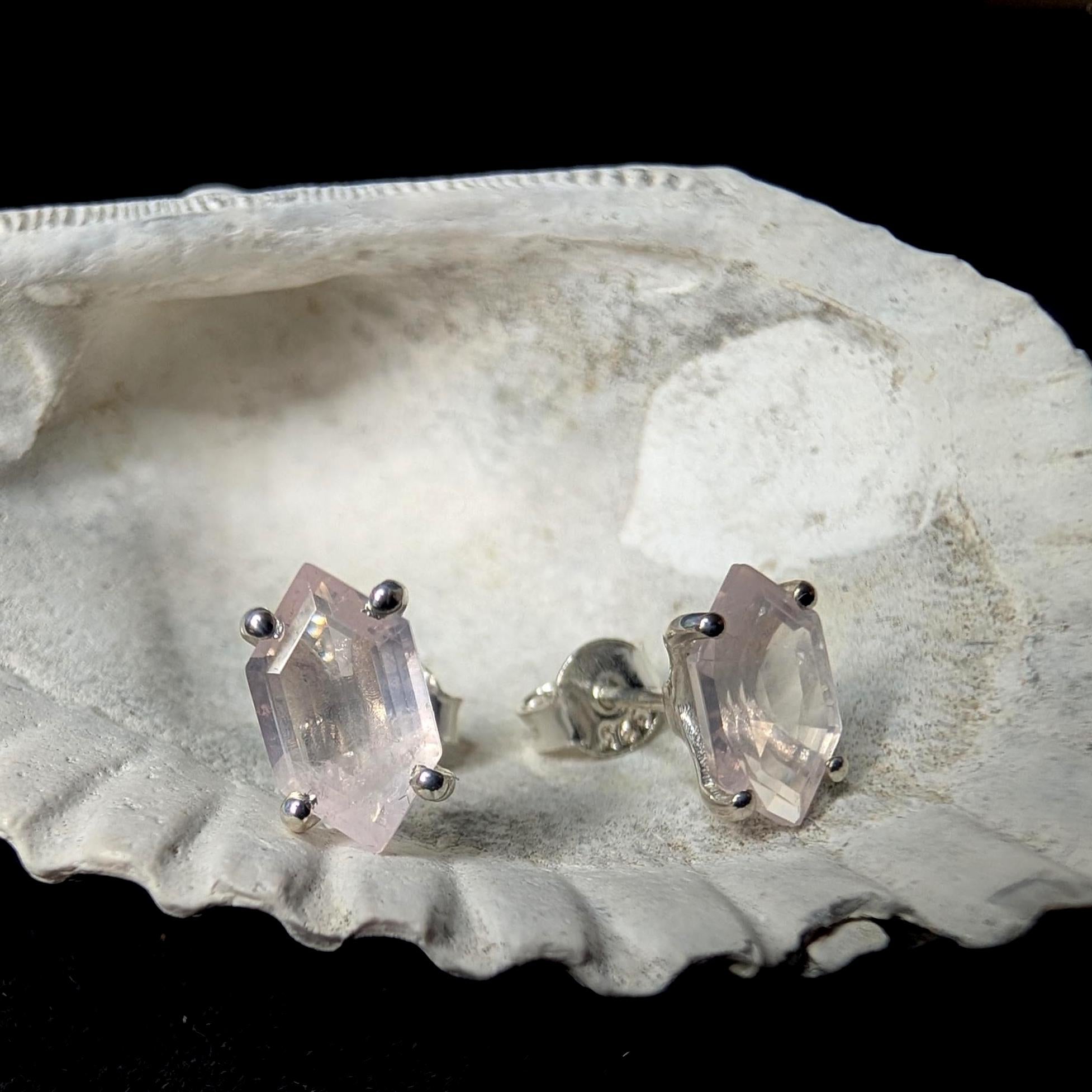 Rose quartz stud earrings | 925 sterling silver
