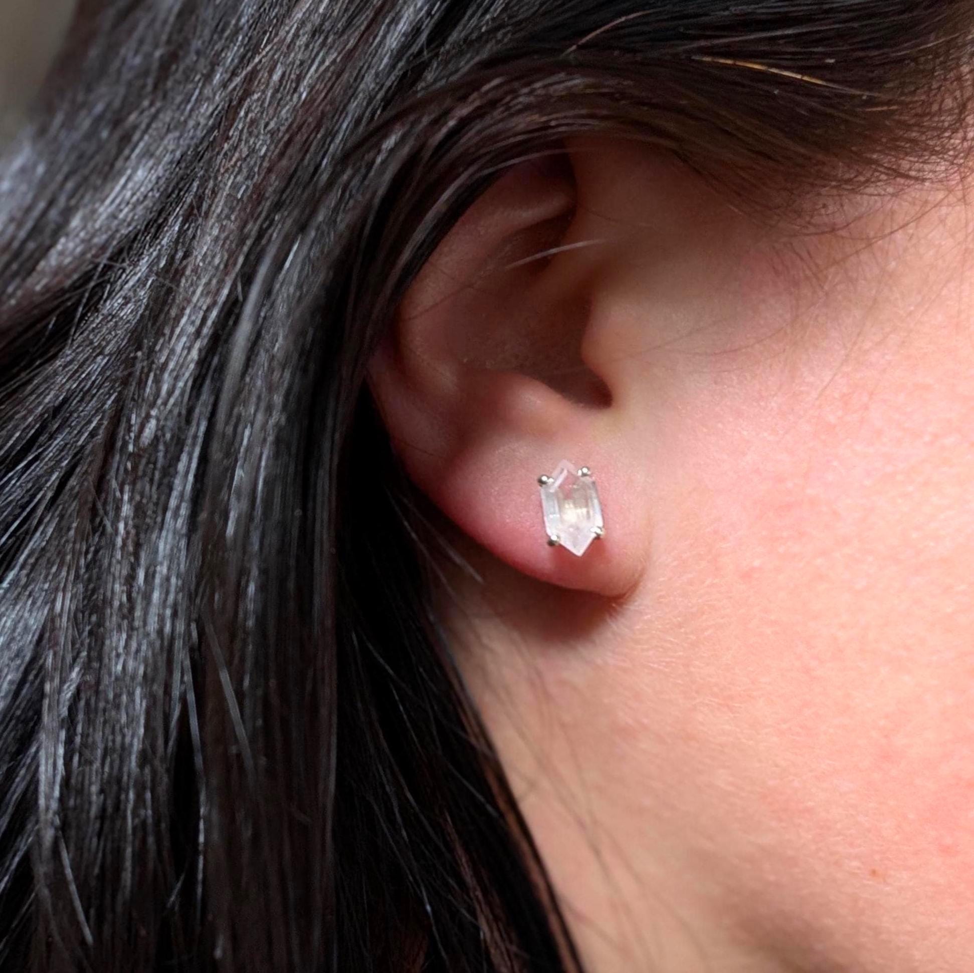 Rose quartz stud earrings | 925 sterling silver