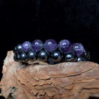 Amethyst hematite double row bracelet