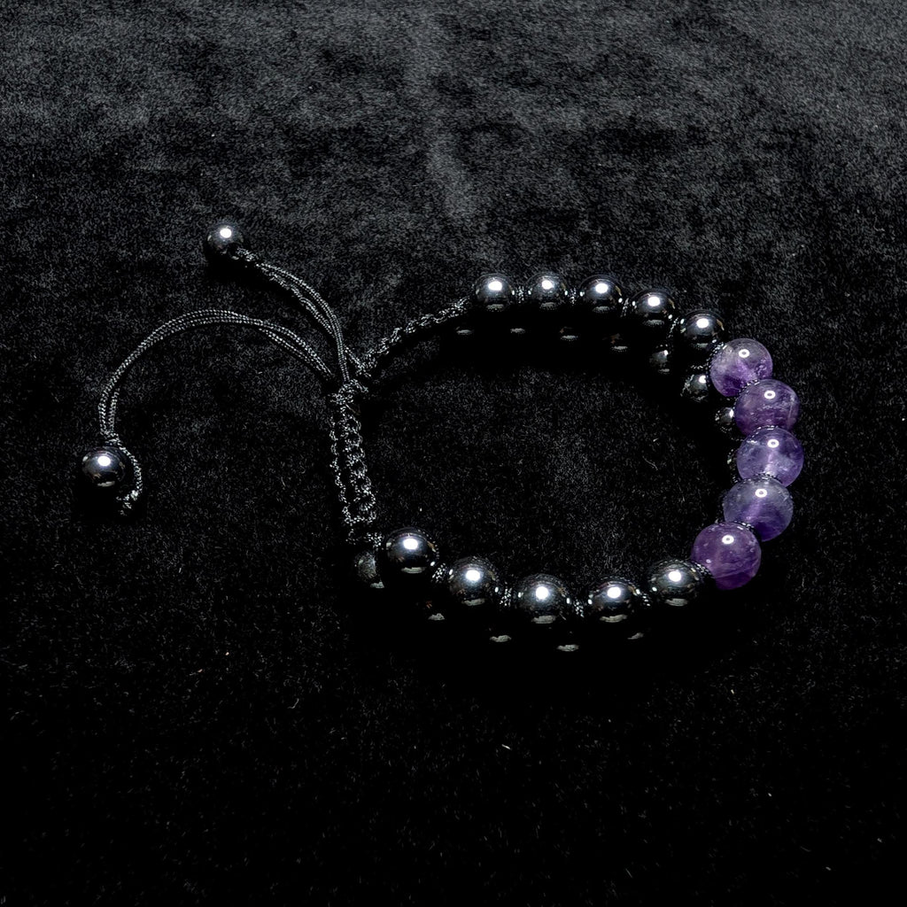Amethyst hematite double row bracelet