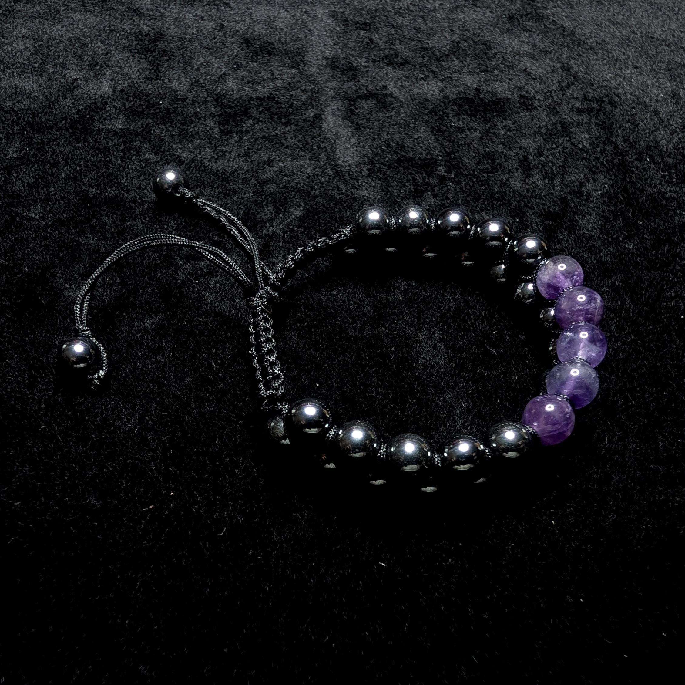 Amethyst hematite double row bracelet