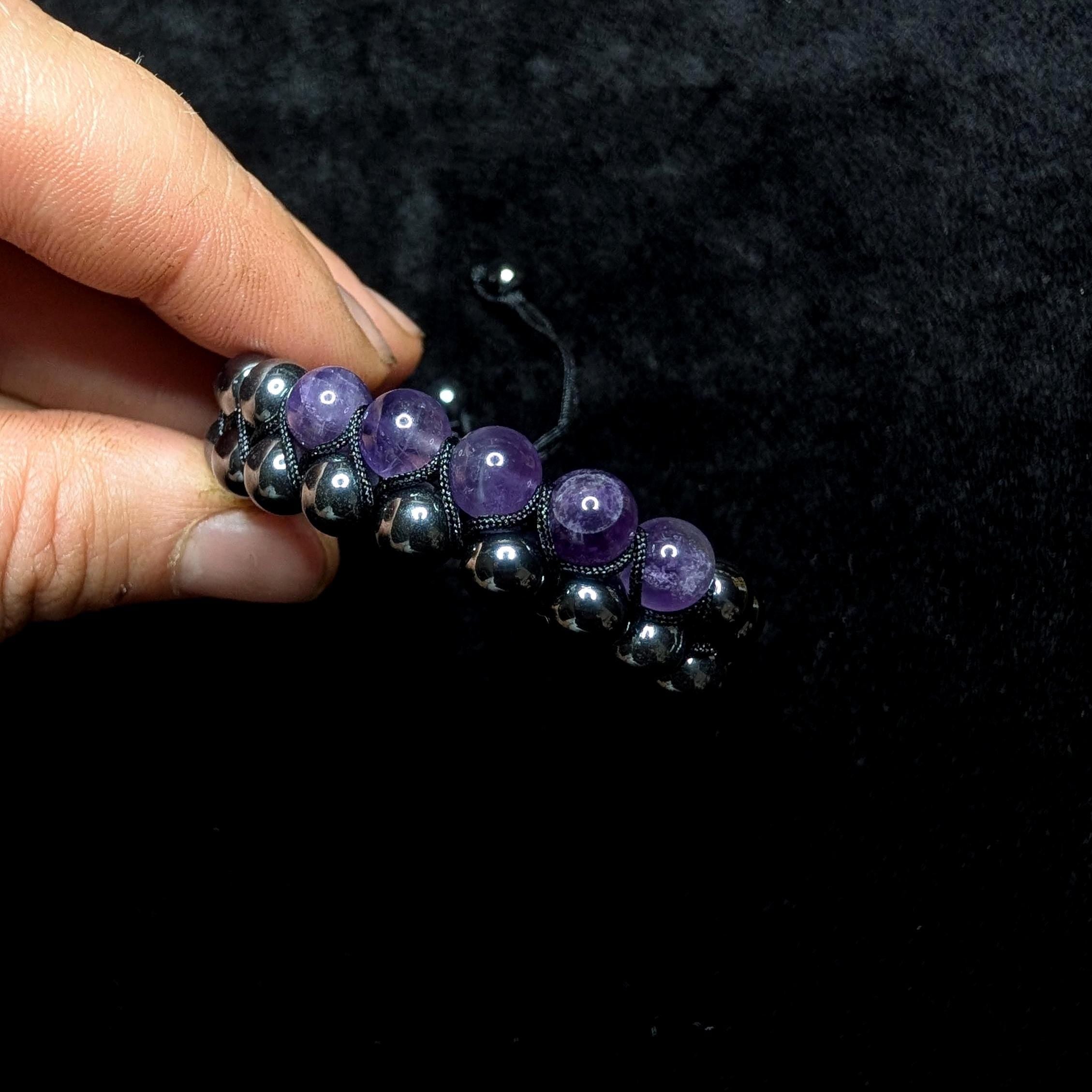 Amethyst hematite double row bracelet