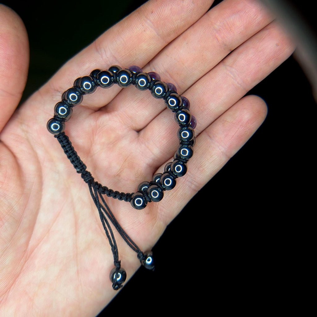 Amethyst hematite double row bracelet