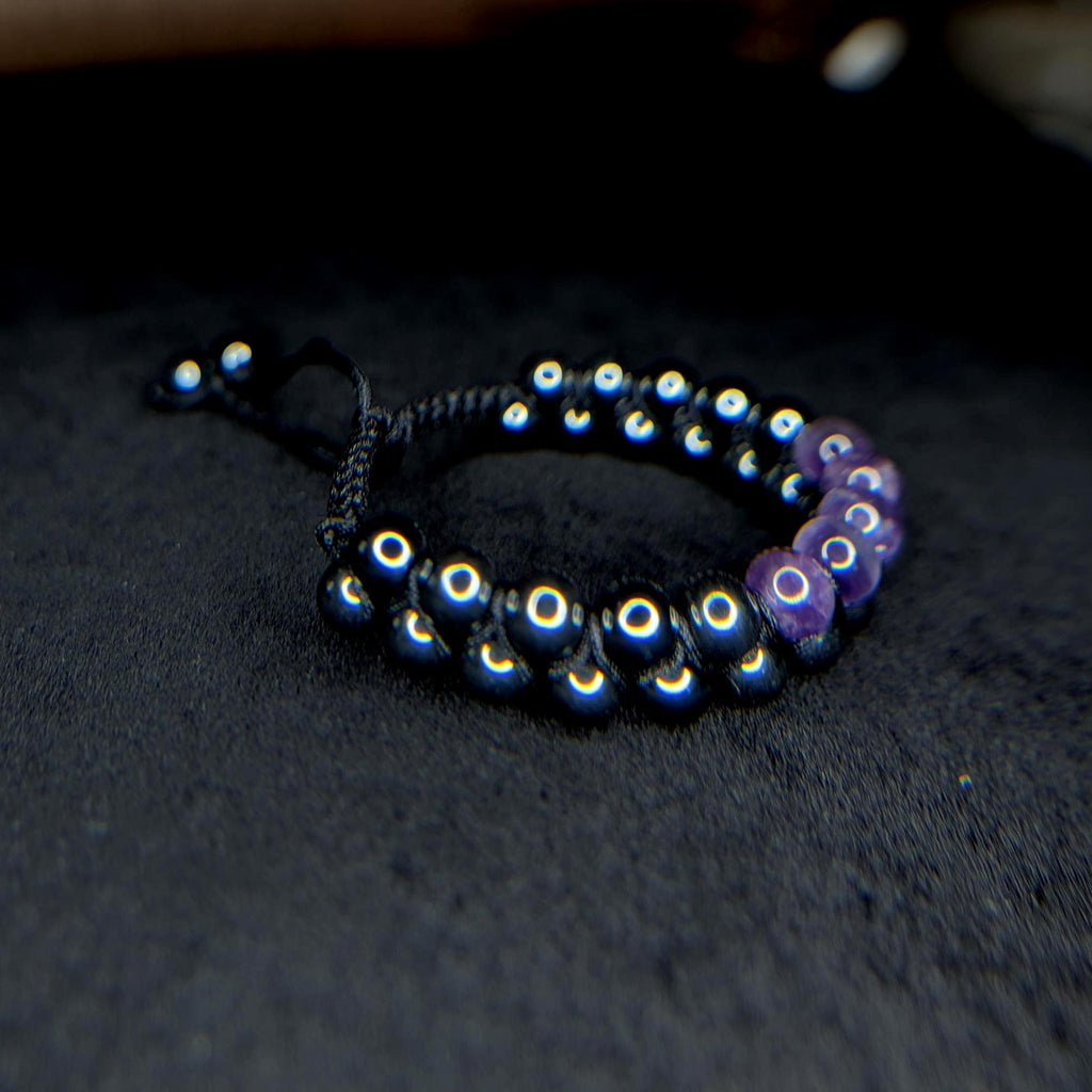 Amethyst hematite double row bracelet