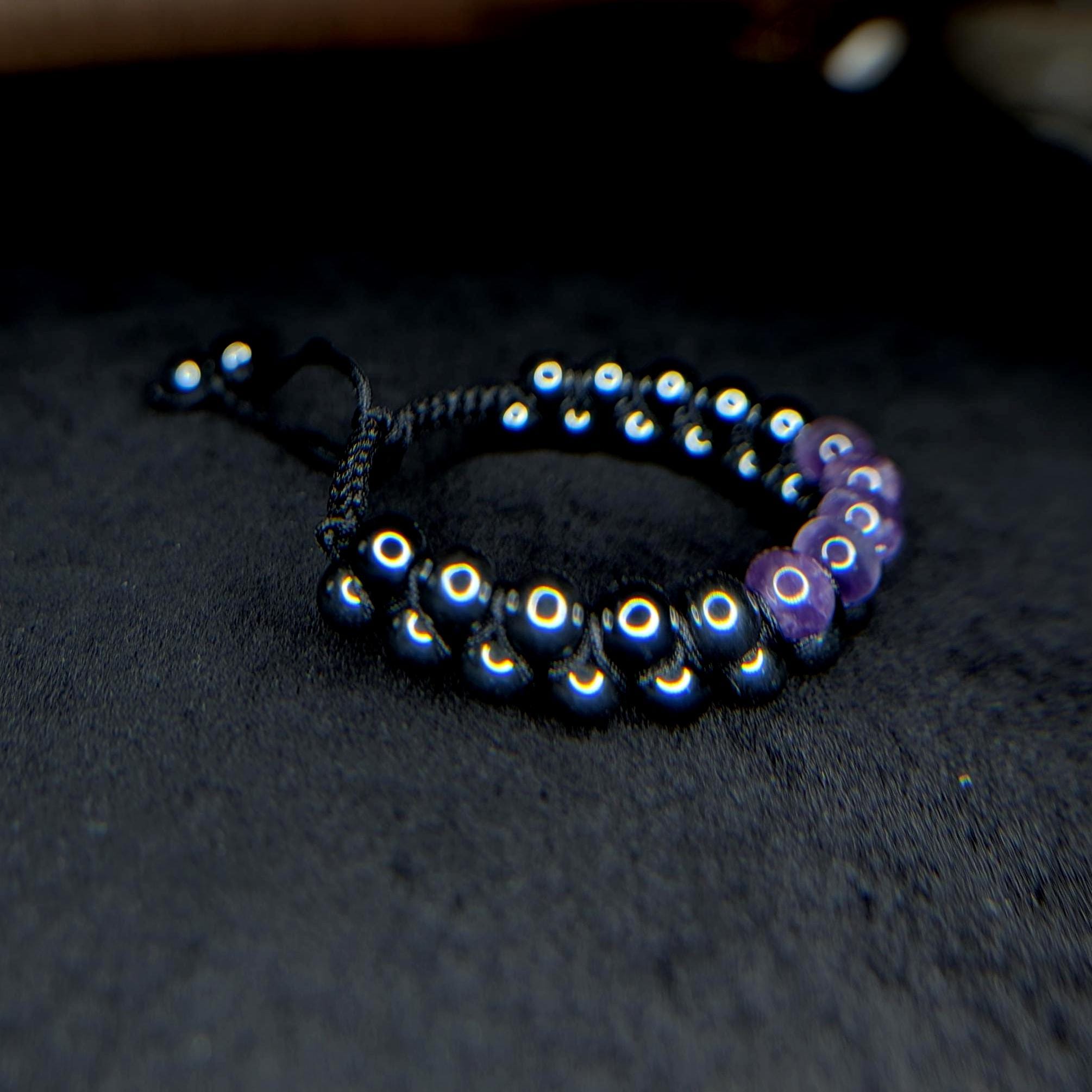 Amethyst hematite double row bracelet