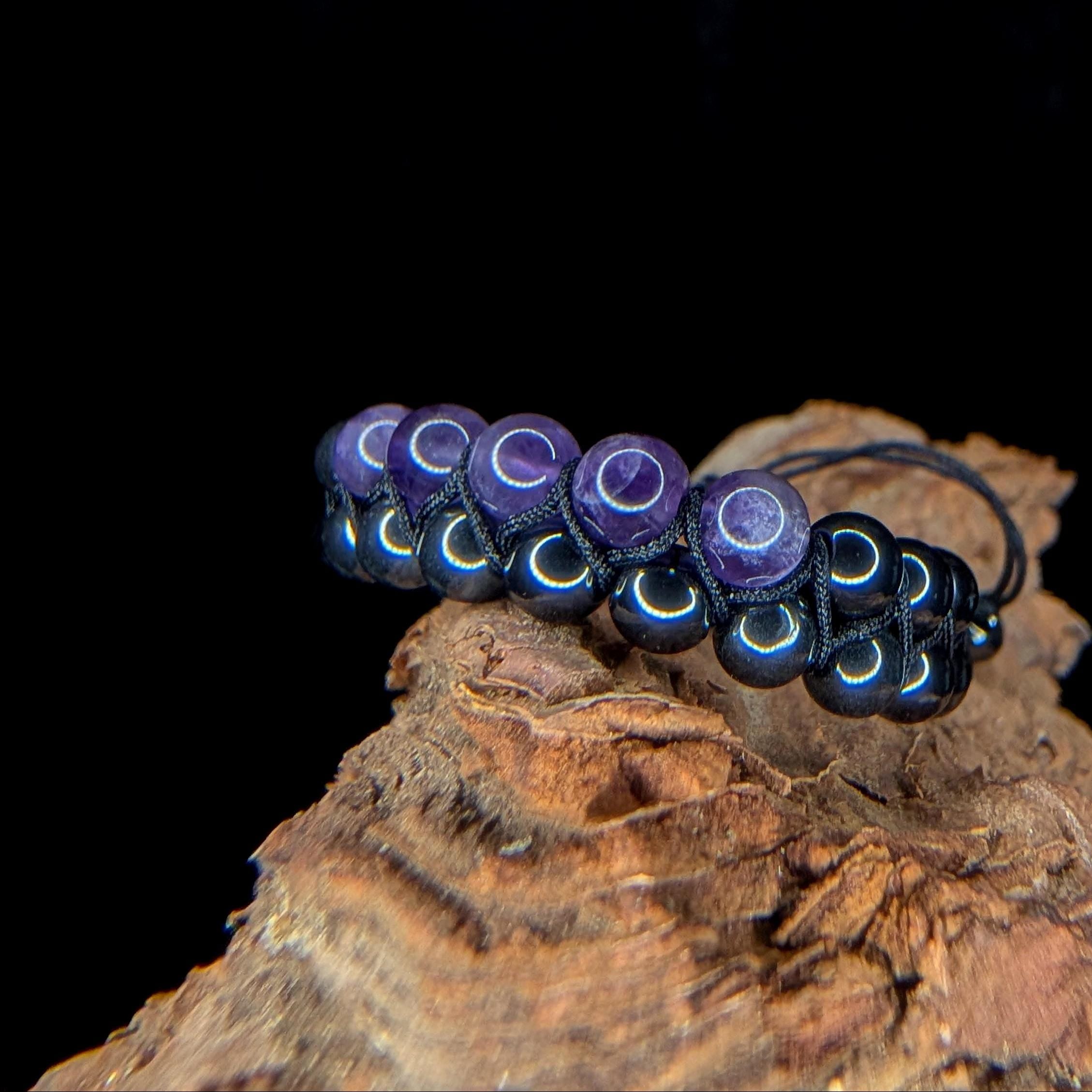 Amethyst hematite double row bracelet