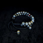Labradorite with red glass bead double row bracelet