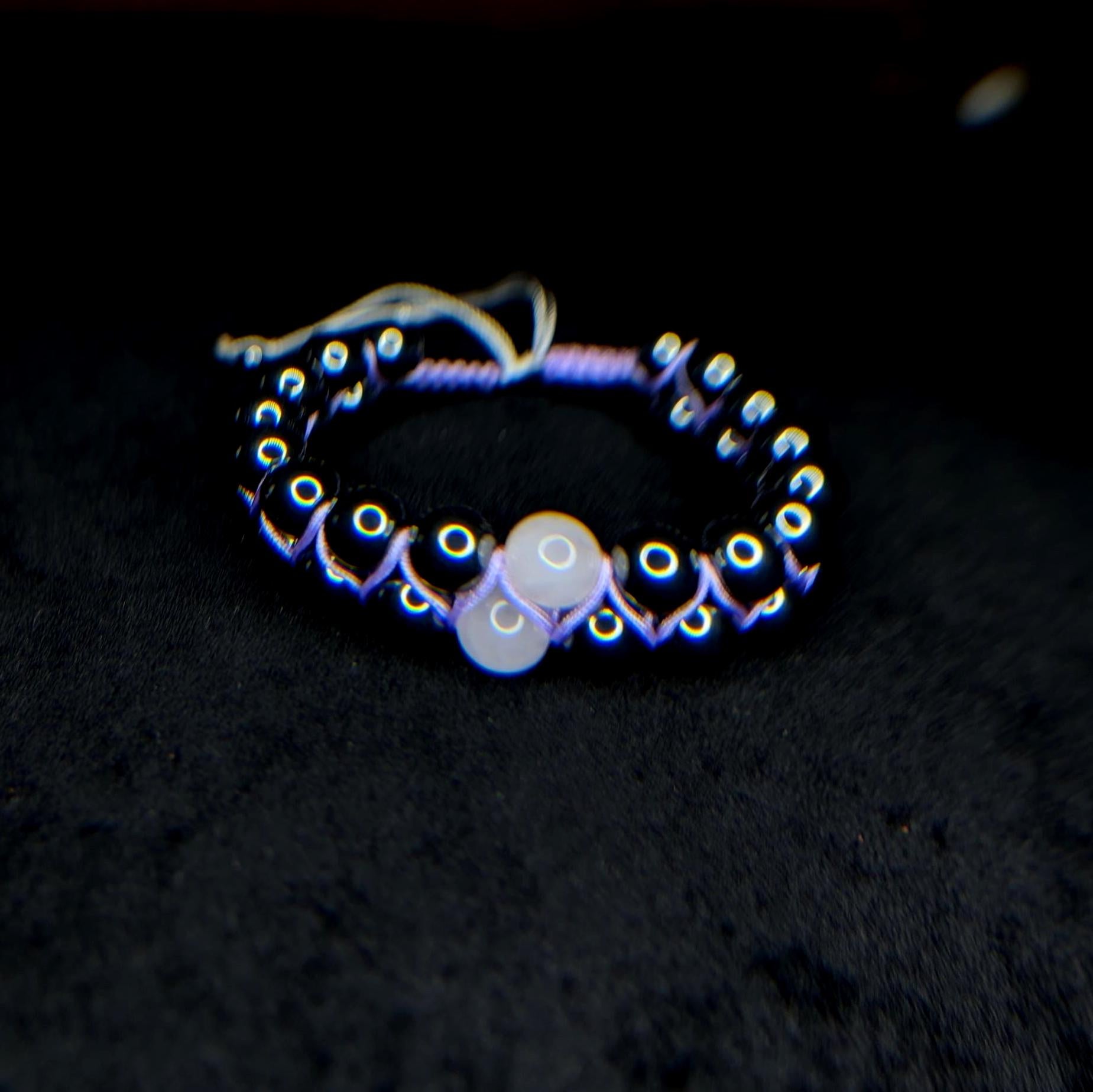 Rose quartz and hematite double row bracelet