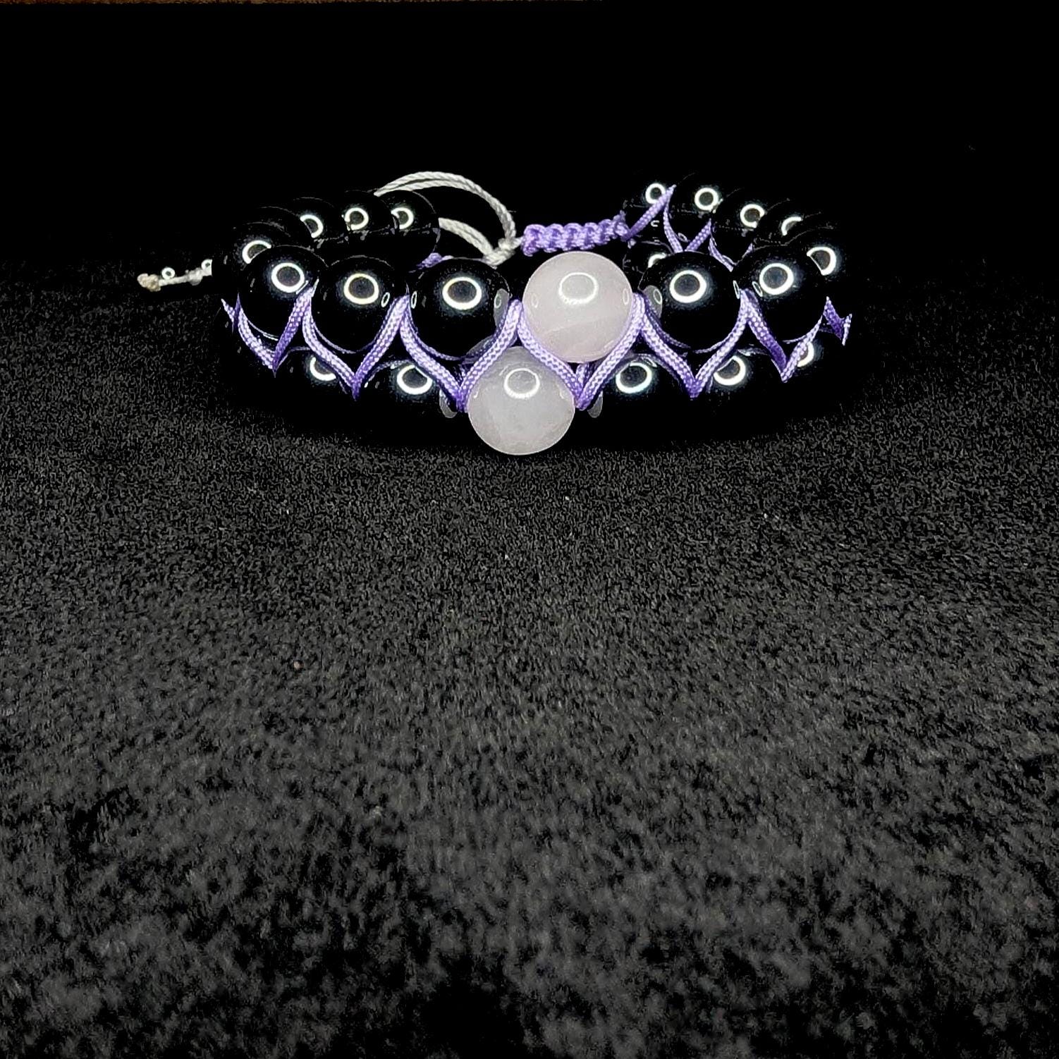 Rose quartz and hematite double row bracelet
