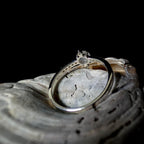 Round rainbow moonstone and white topaz ring | 925 Sterling Silver
