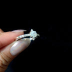 Round rainbow moonstone and white topaz ring | 925 Sterling Silver