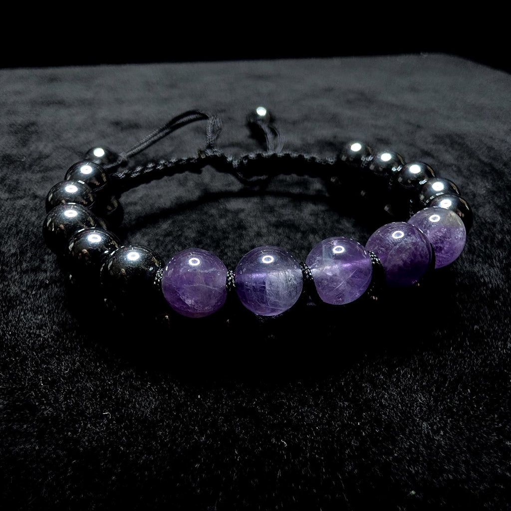 Amethyst hematite double row bracelet