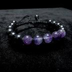 Amethyst hematite double row bracelet