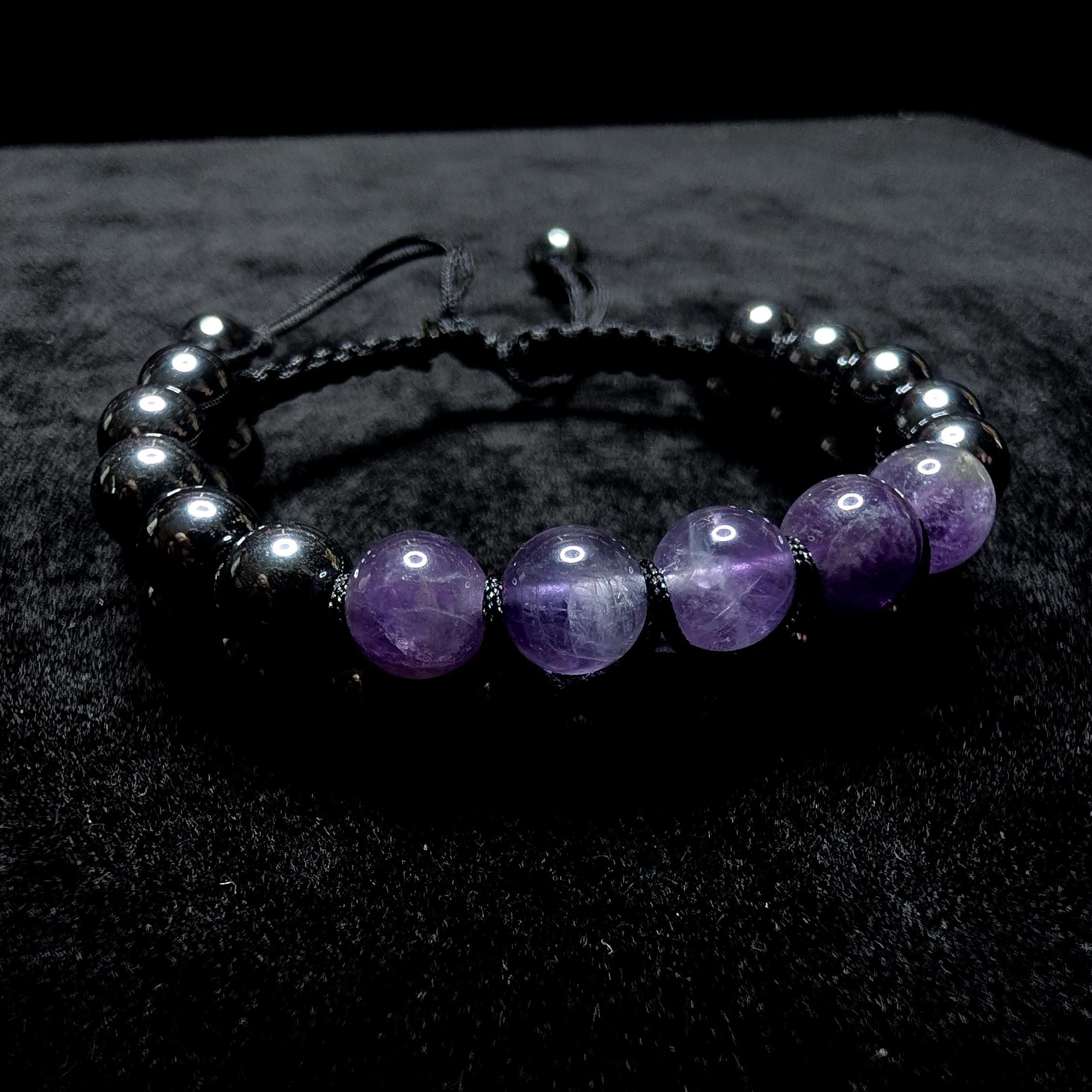 Amethyst hematite double row bracelet