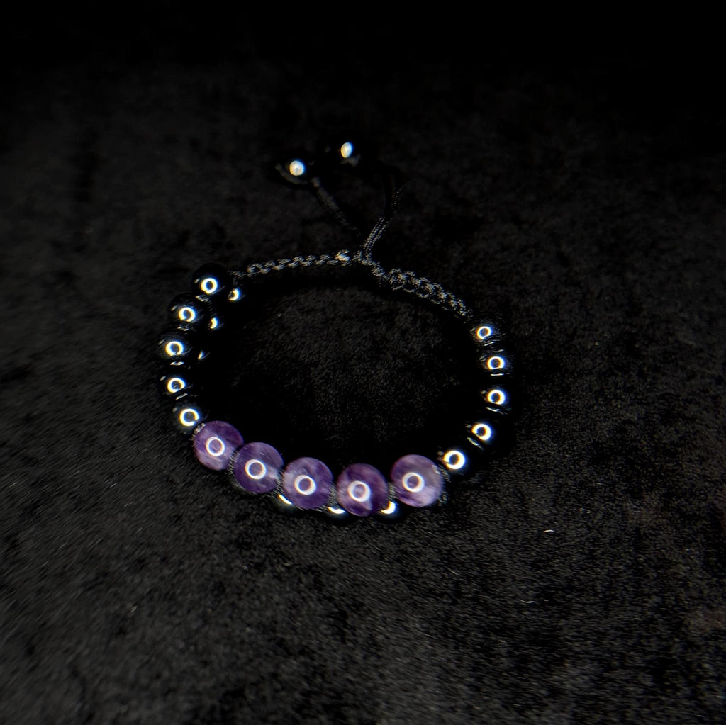 Amethyst hematite double row bracelet