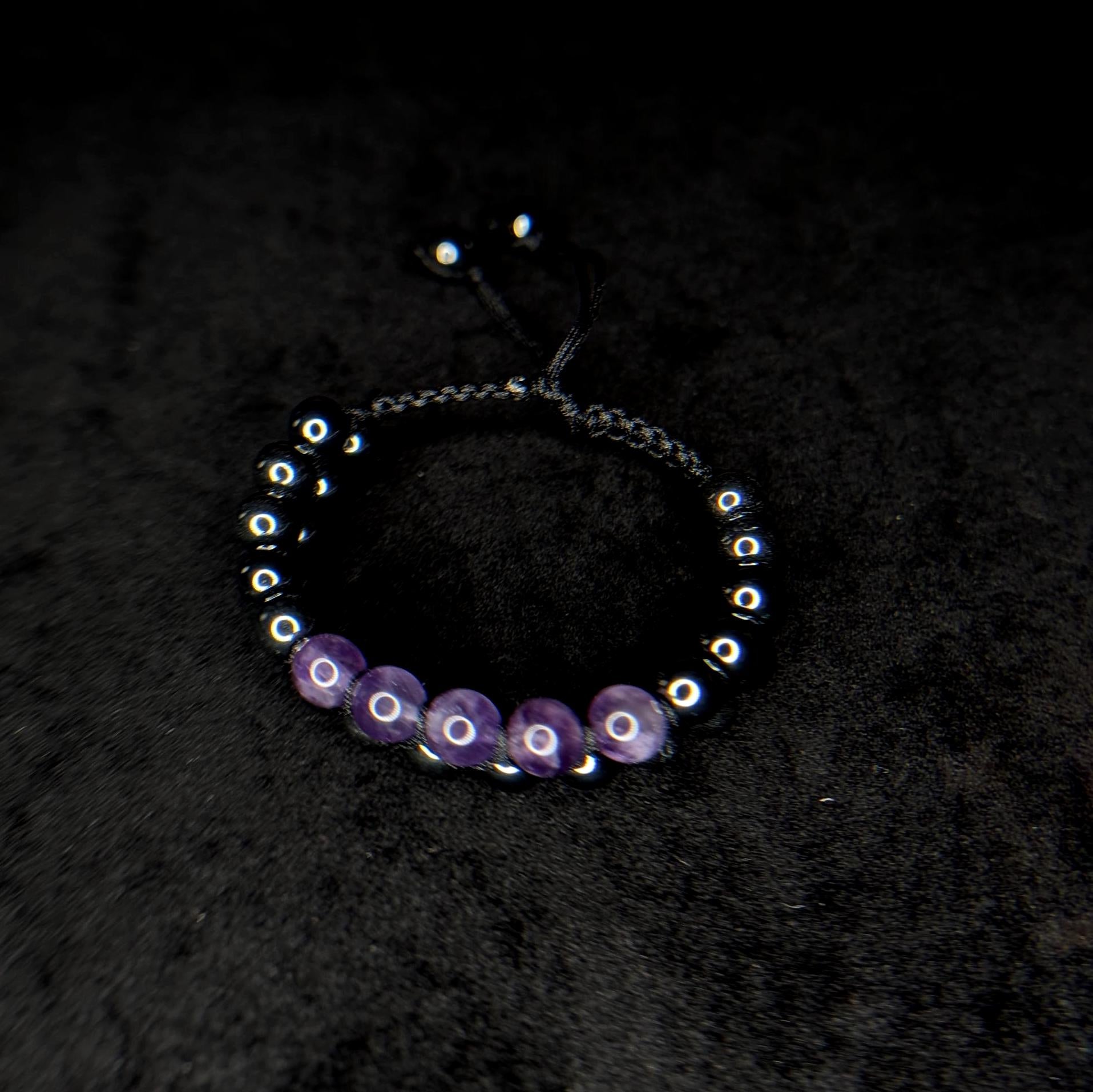 Amethyst hematite double row bracelet