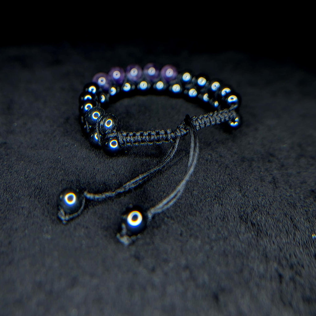 Amethyst hematite double row bracelet