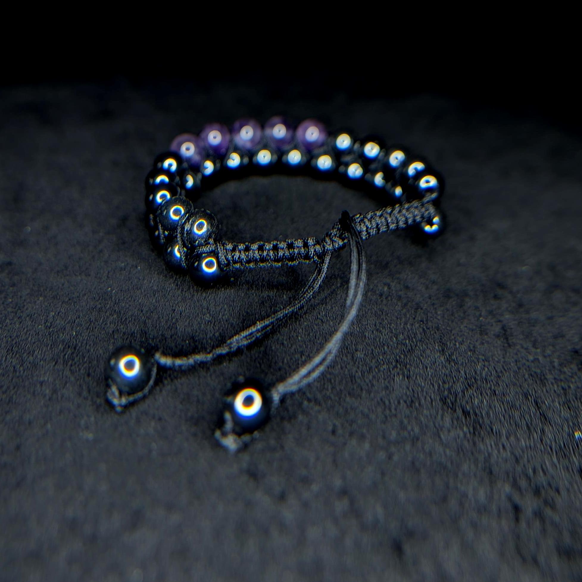Amethyst hematite double row bracelet