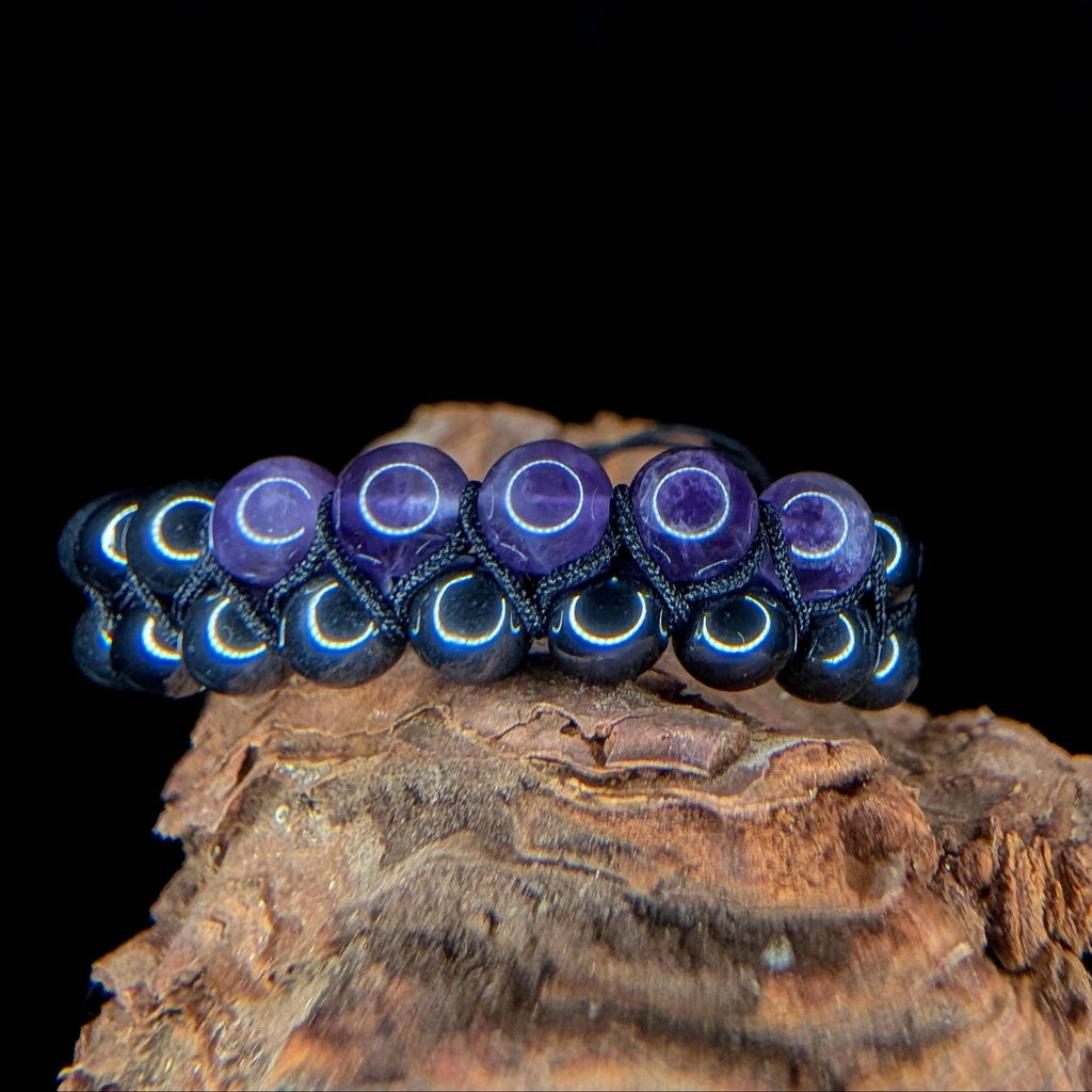 Amethyst hematite double row bracelet