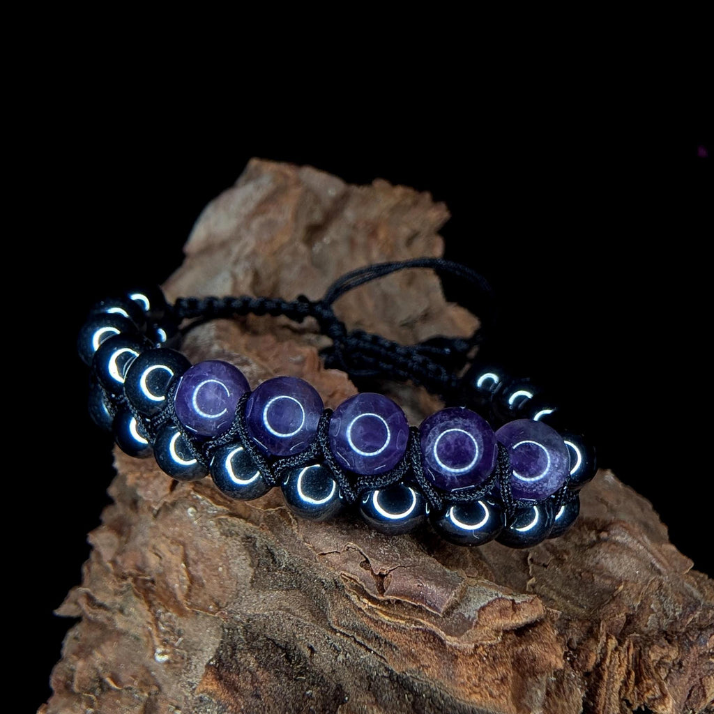 Amethyst hematite double row bracelet