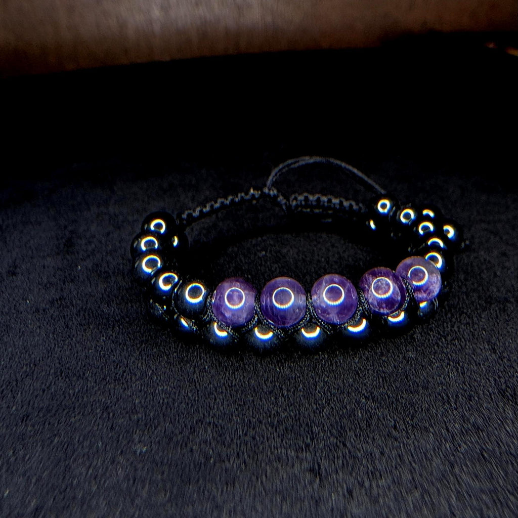 Amethyst hematite double row bracelet