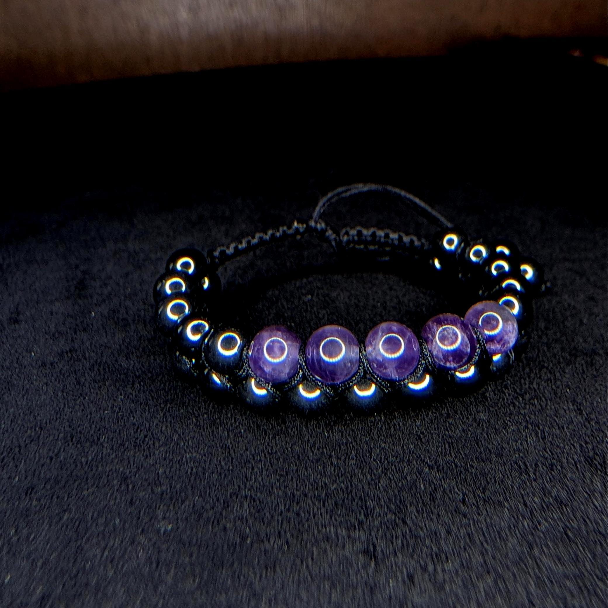 Amethyst hematite double row bracelet