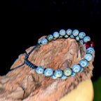 Labradorite with red glass bead double row bracelet