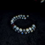 Labradorite with red glass bead double row bracelet