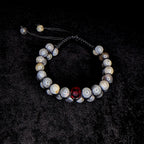 Labradorite with red glass bead double row bracelet
