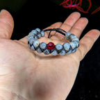 Labradorite with red glass bead double row bracelet