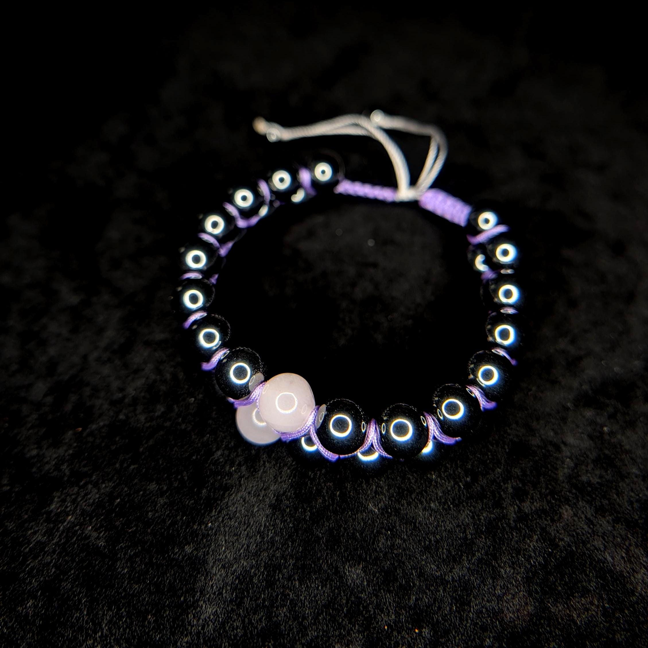 Rose quartz and hematite double row bracelet