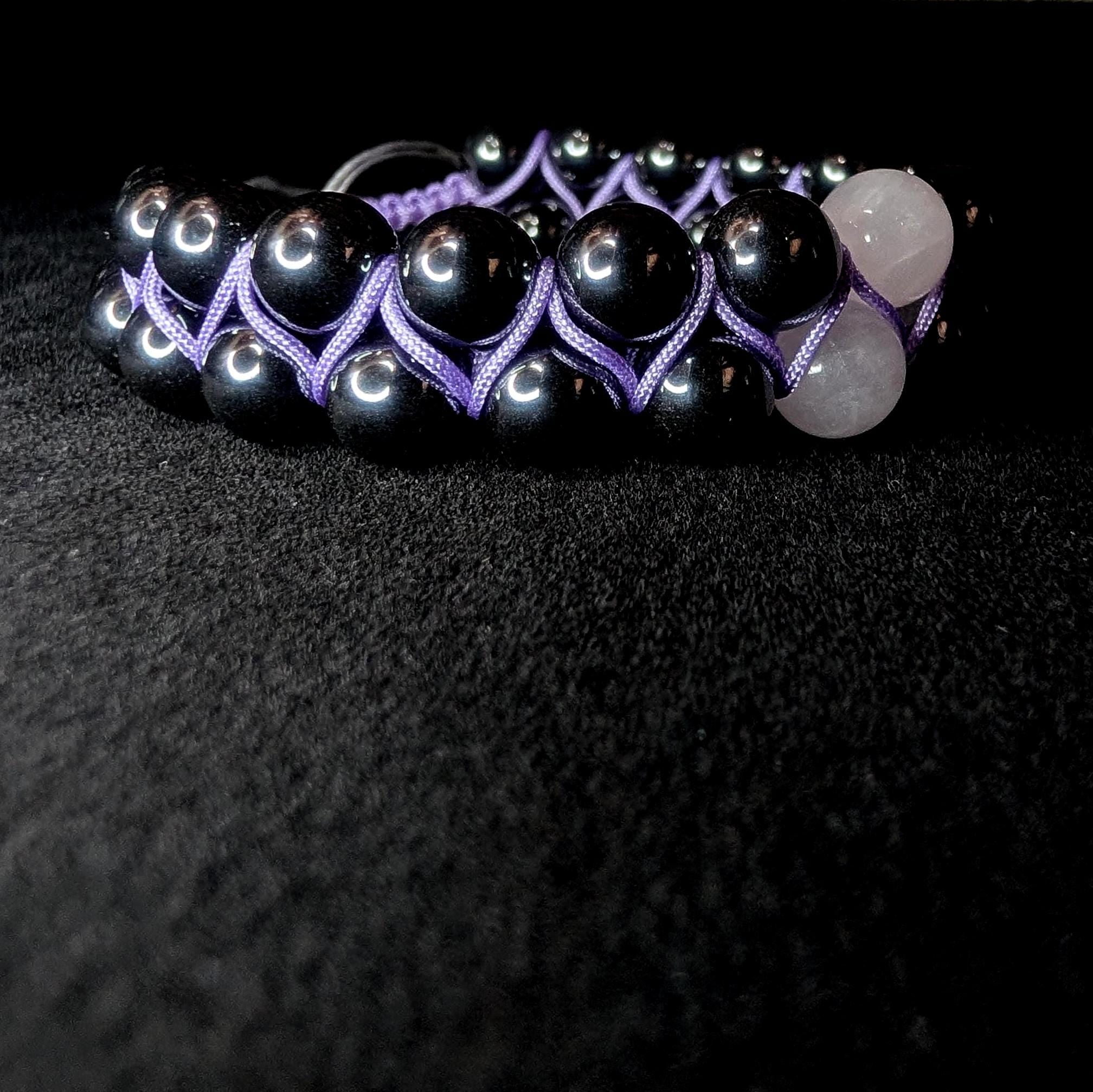 Rose quartz and hematite double row bracelet