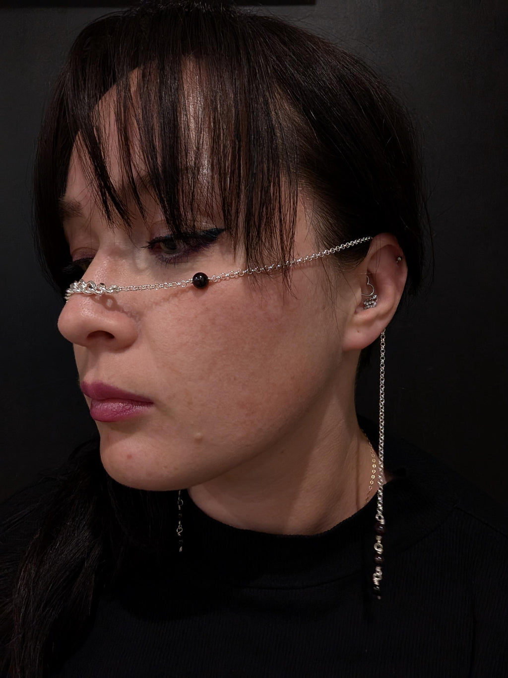 Convertible garnet face chain choker | 2-in-1 face adornment
