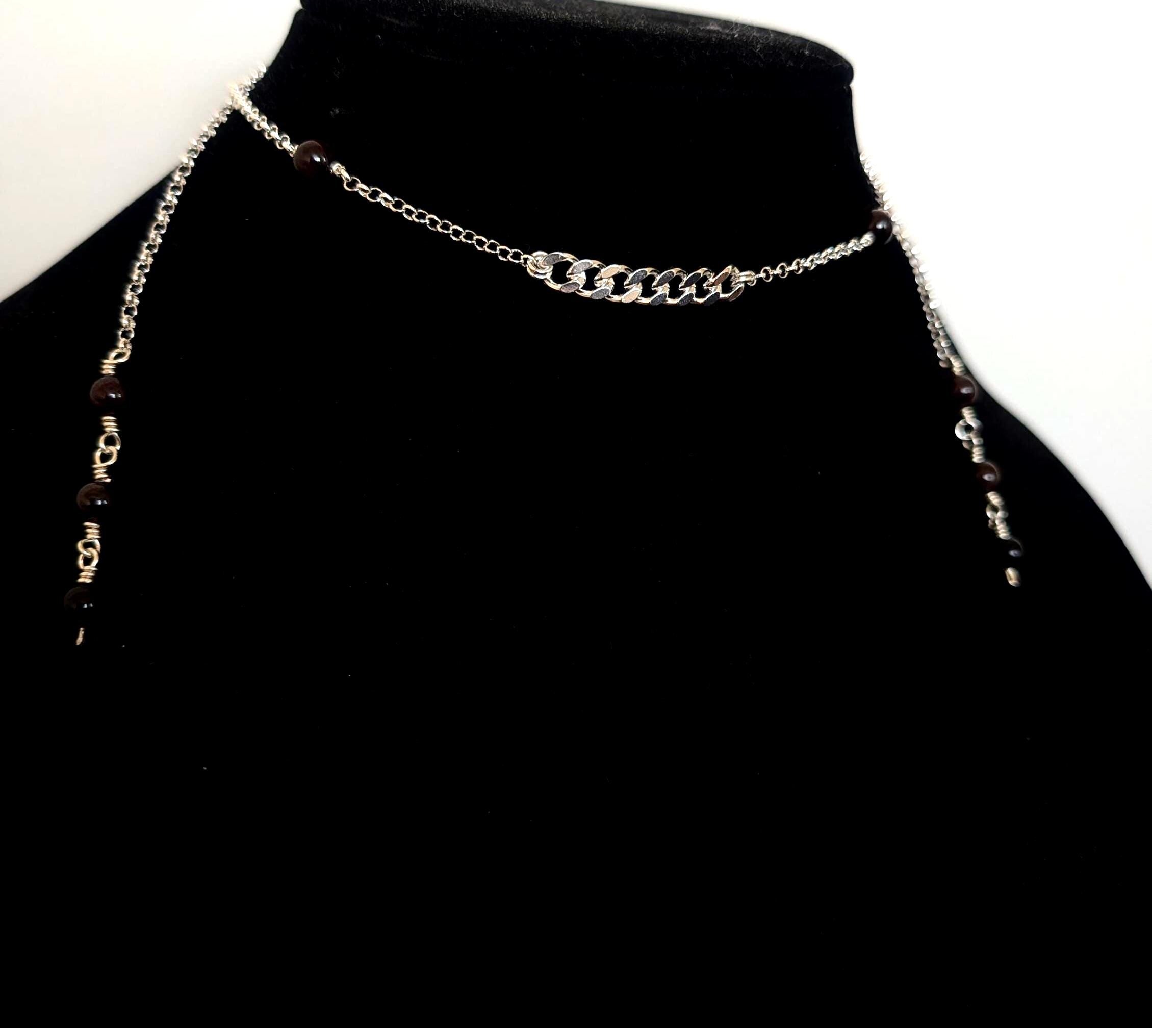 Convertible garnet face chain choker | 2-in-1 face adornment