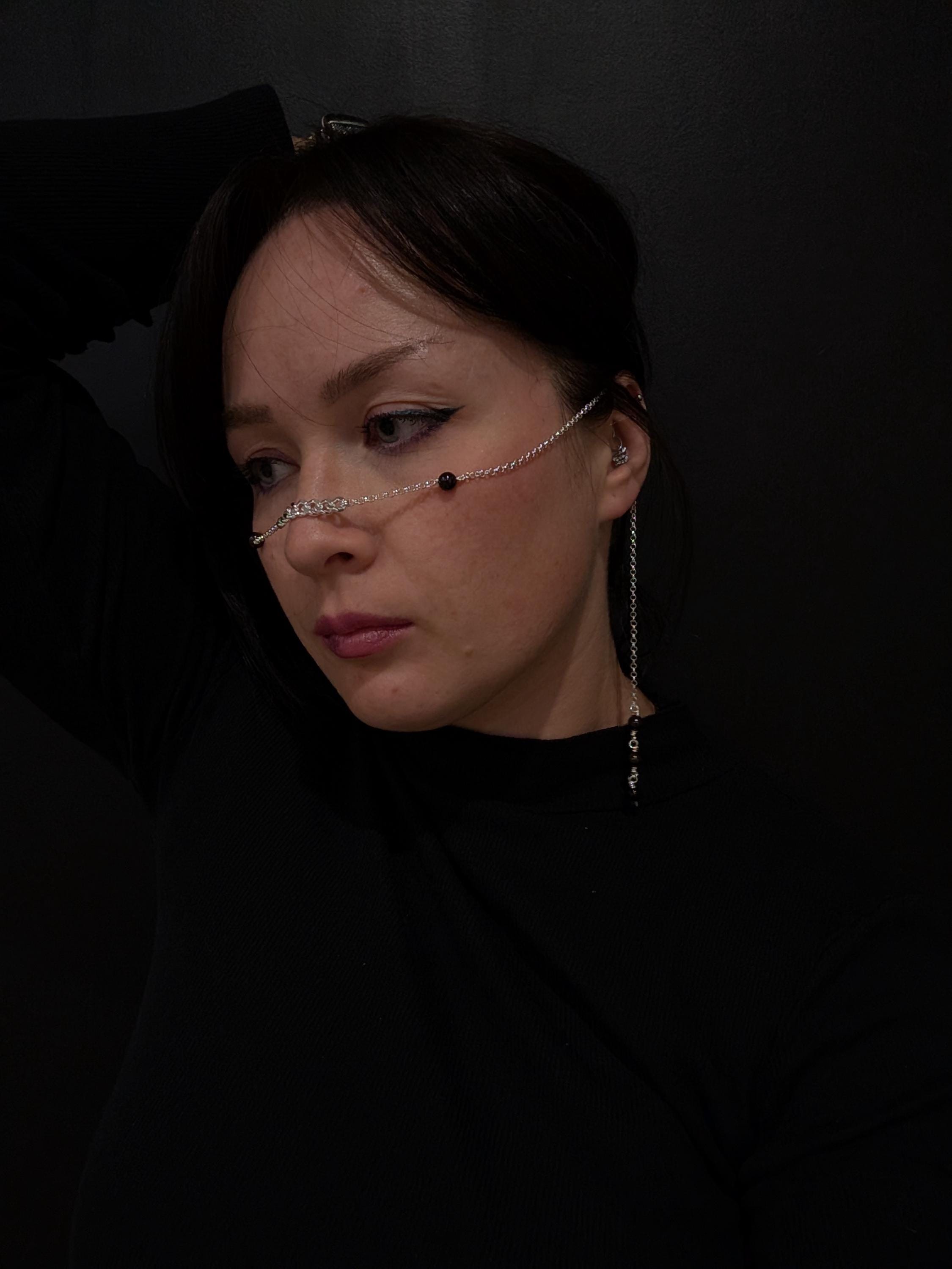 Convertible garnet face chain choker | 2-in-1 face adornment