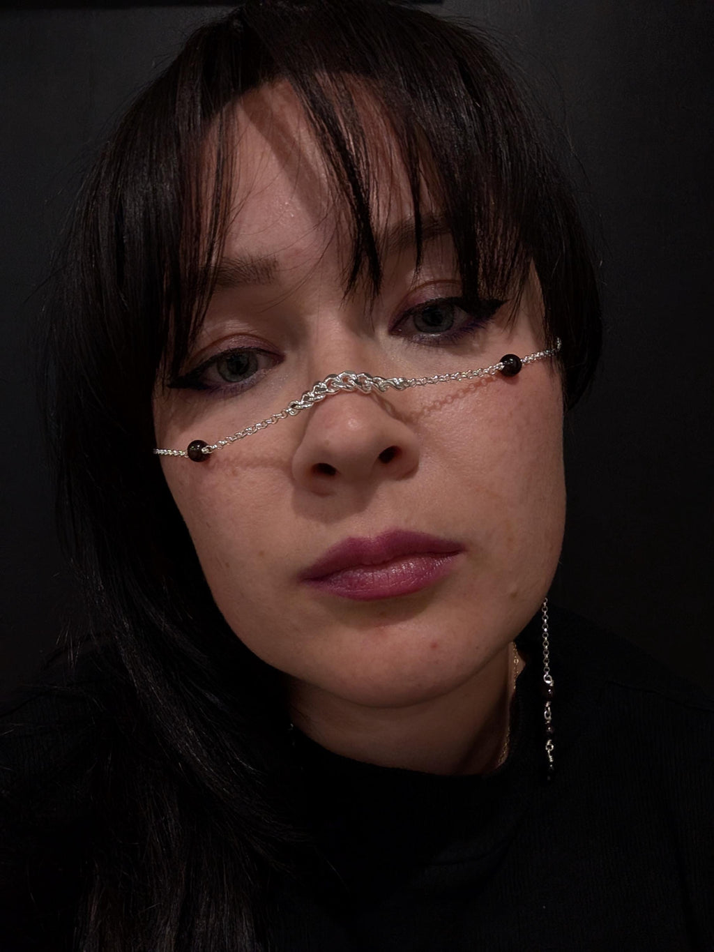 Convertible garnet face chain choker | 2-in-1 face adornment