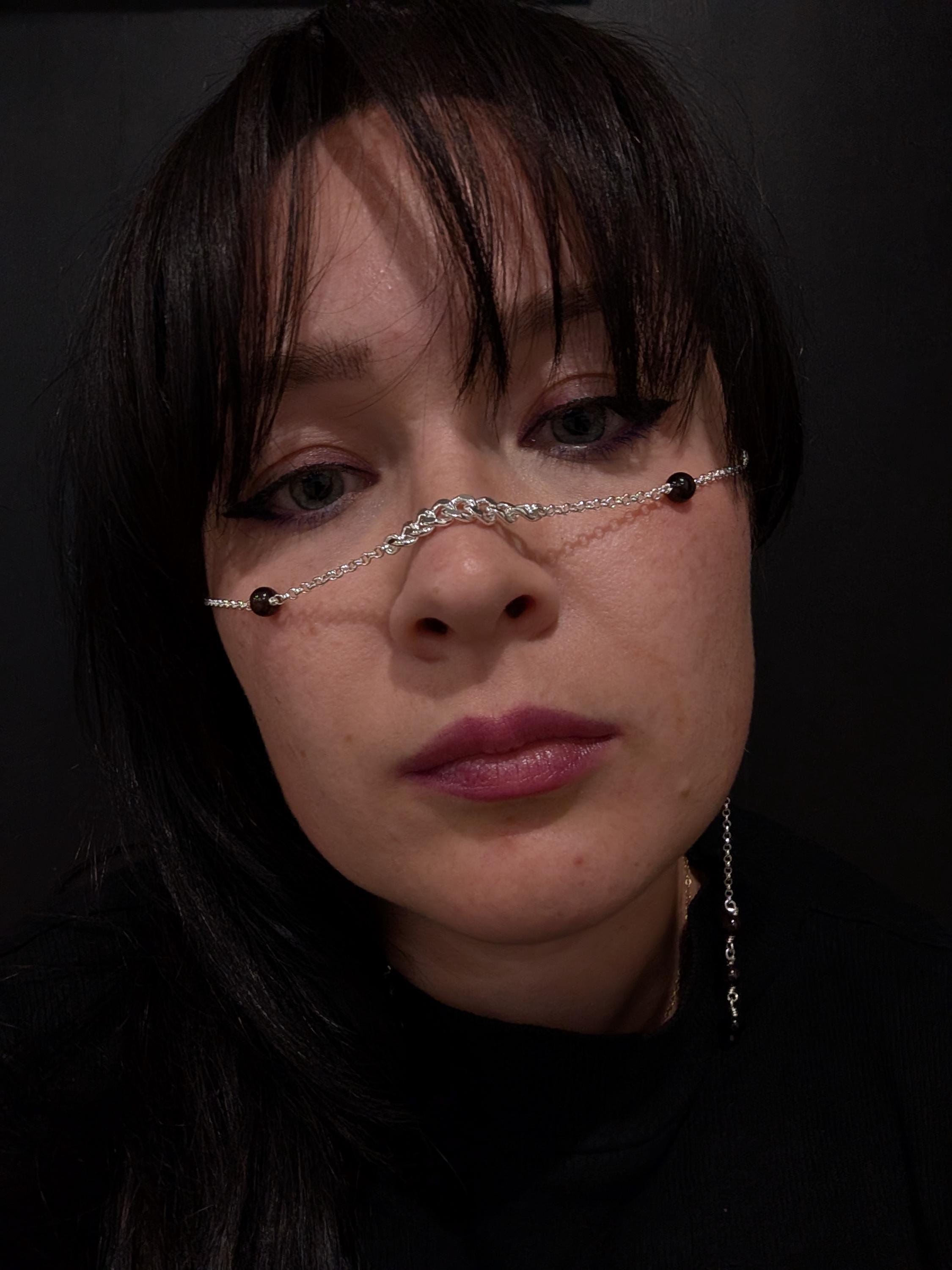 Convertible garnet face chain choker | 2-in-1 face adornment