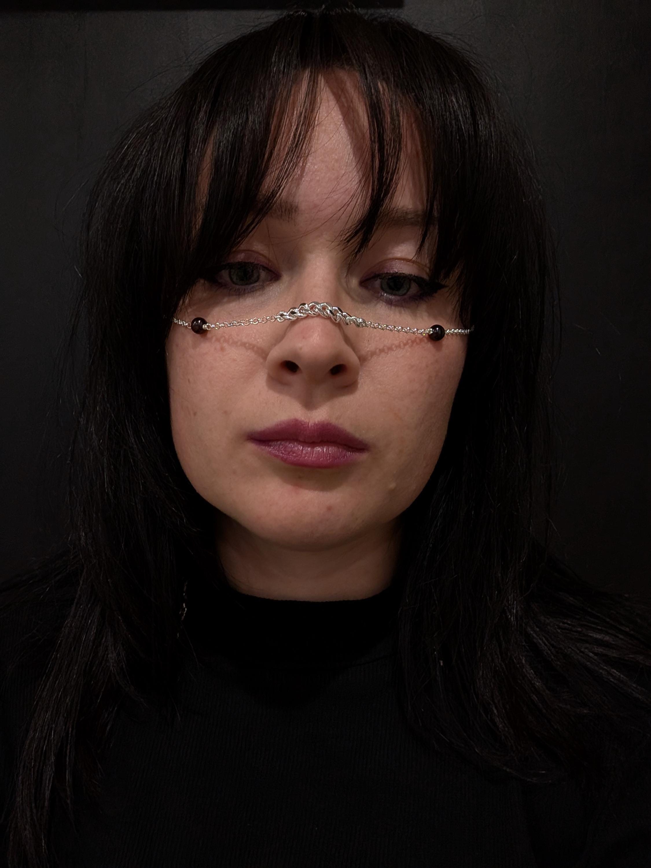 Convertible garnet face chain choker | 2-in-1 face adornment