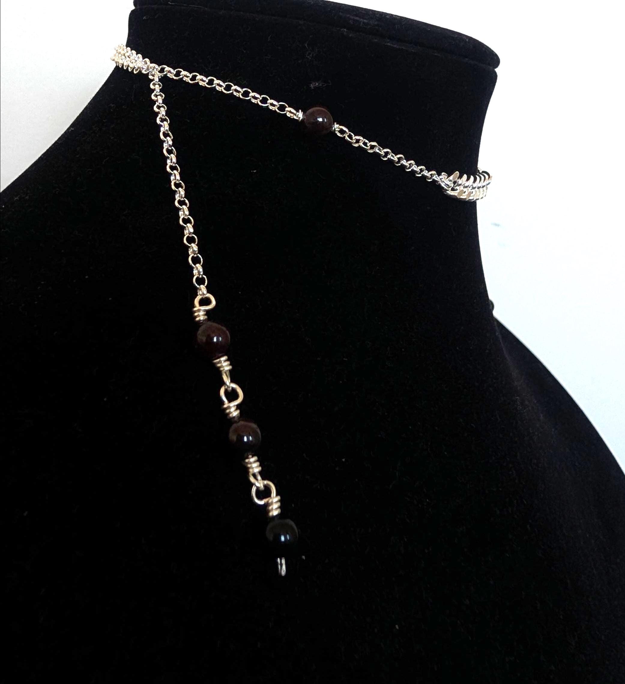 Convertible garnet face chain choker | 2-in-1 face adornment