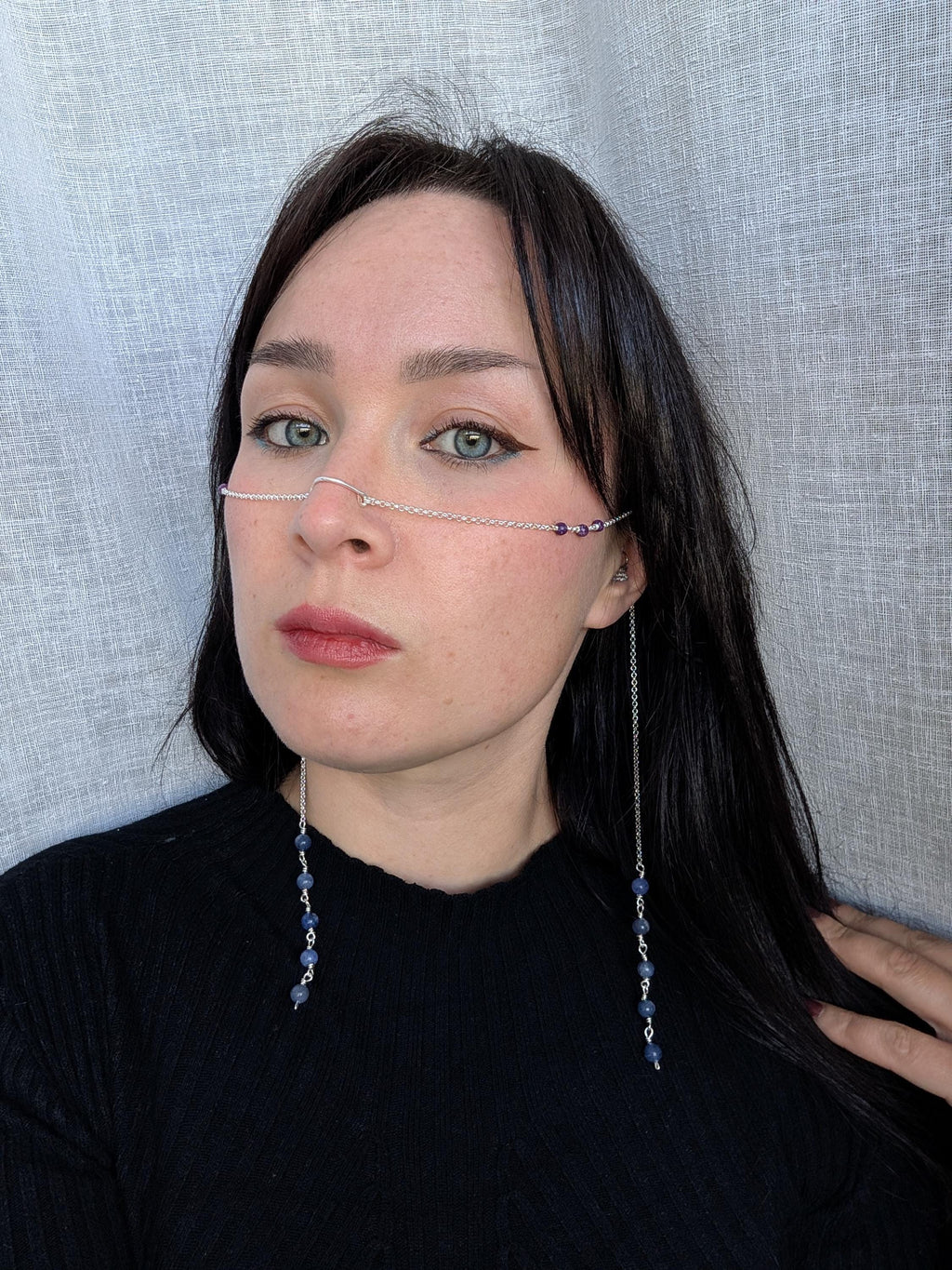 Lepidolite sodalite face chain