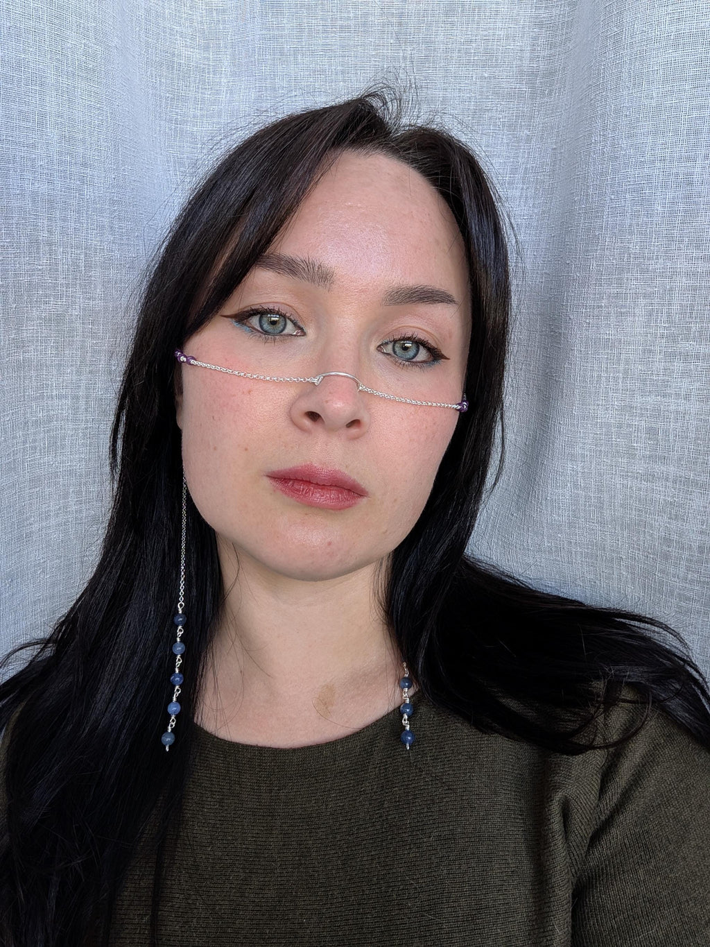 Lepidolite sodalite face chain