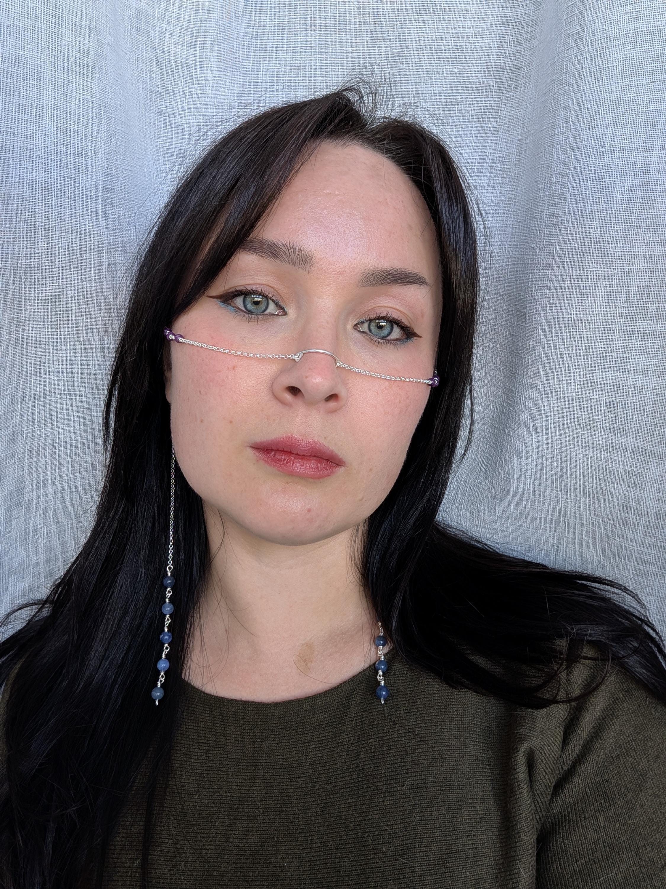 Lepidolite sodalite face chain