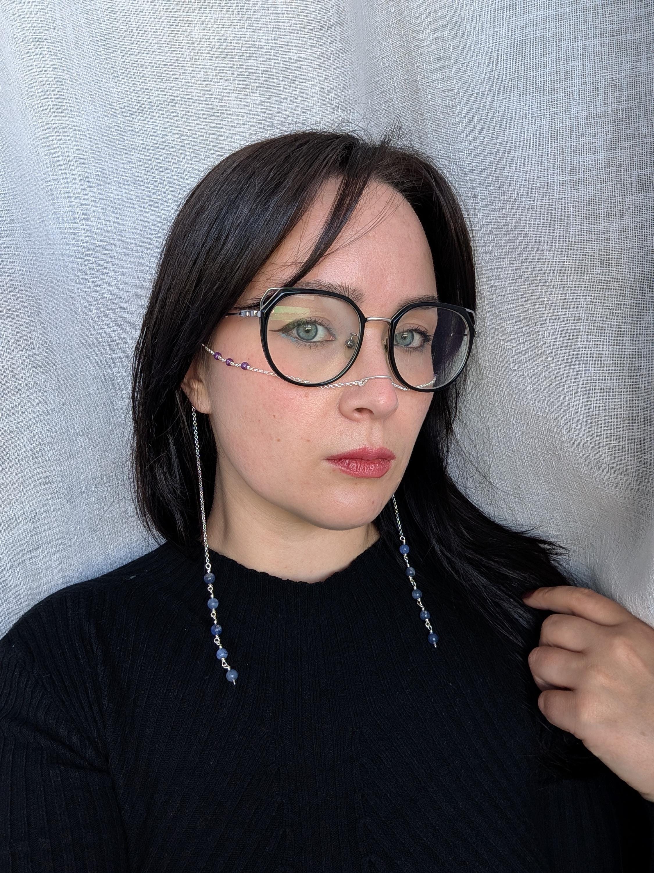 Lepidolite sodalite face chain