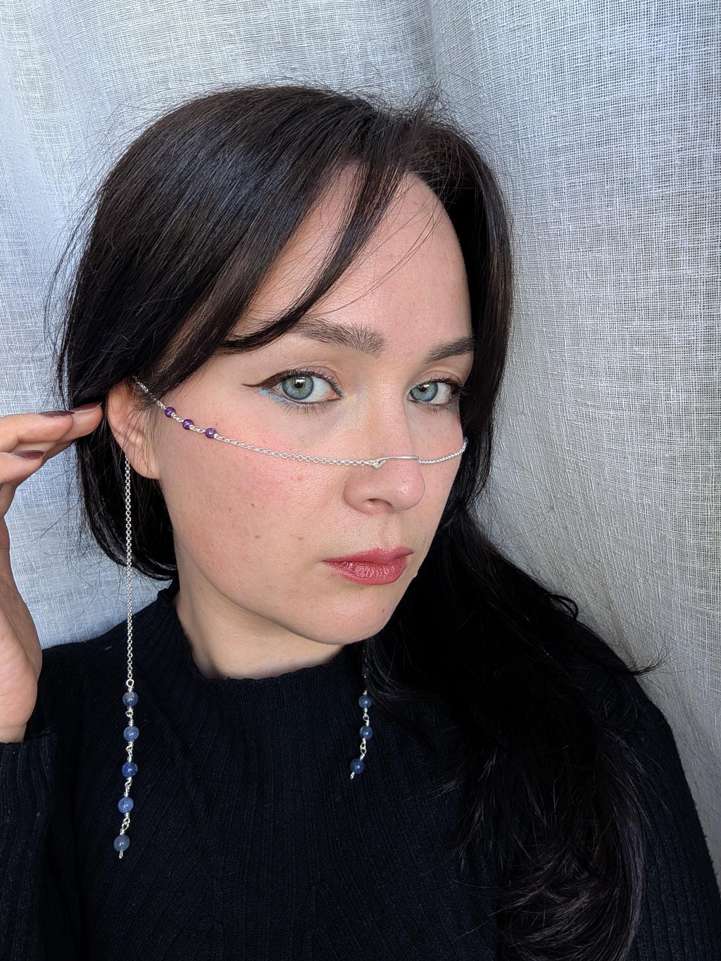 Lepidolite sodalite face chain