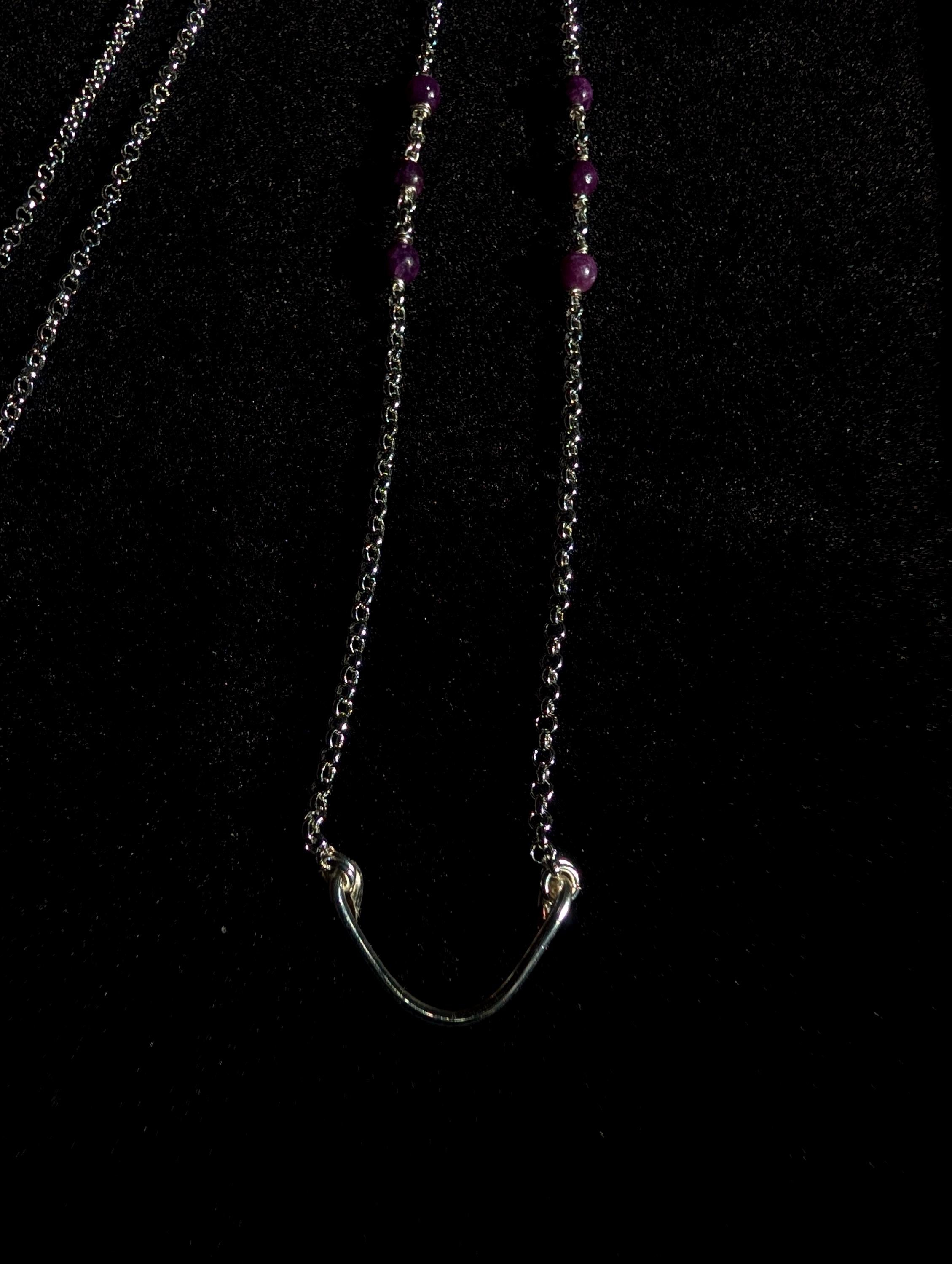 Lepidolite sodalite face chain