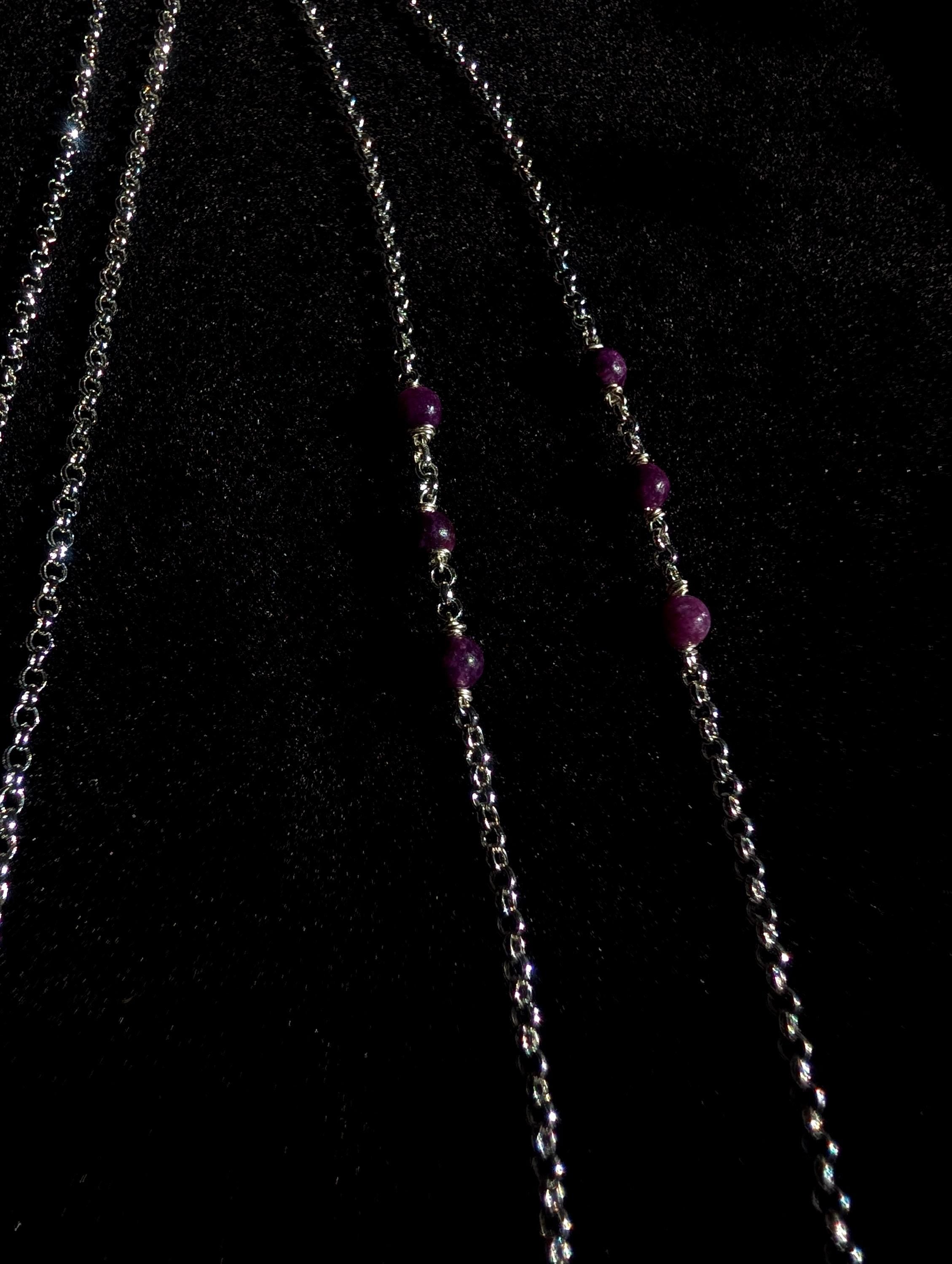 Lepidolite sodalite face chain