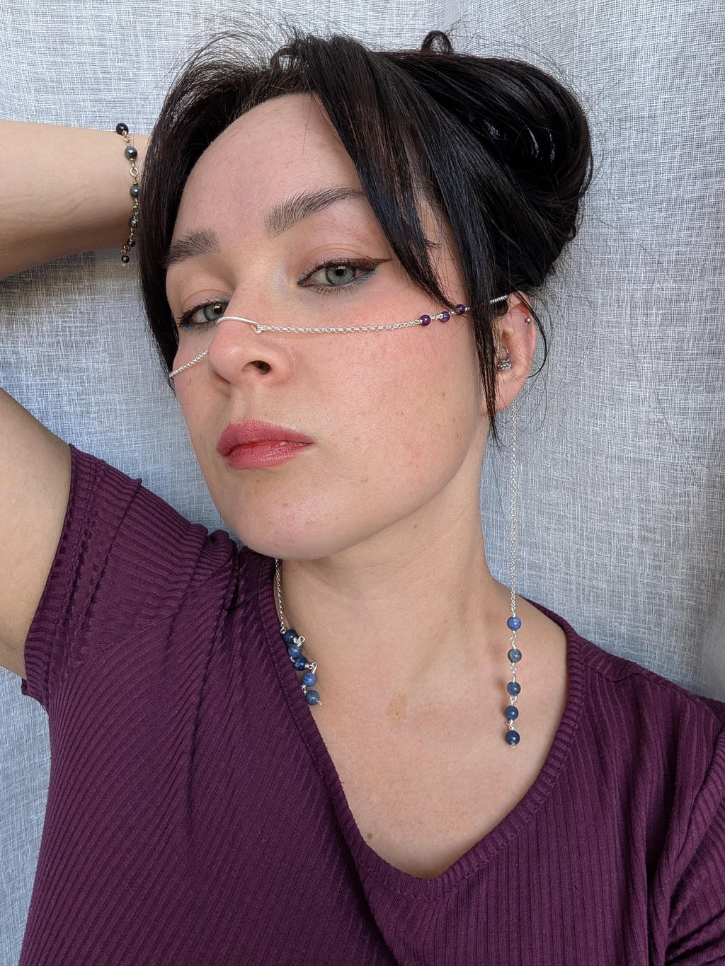 Lepidolite sodalite face chain