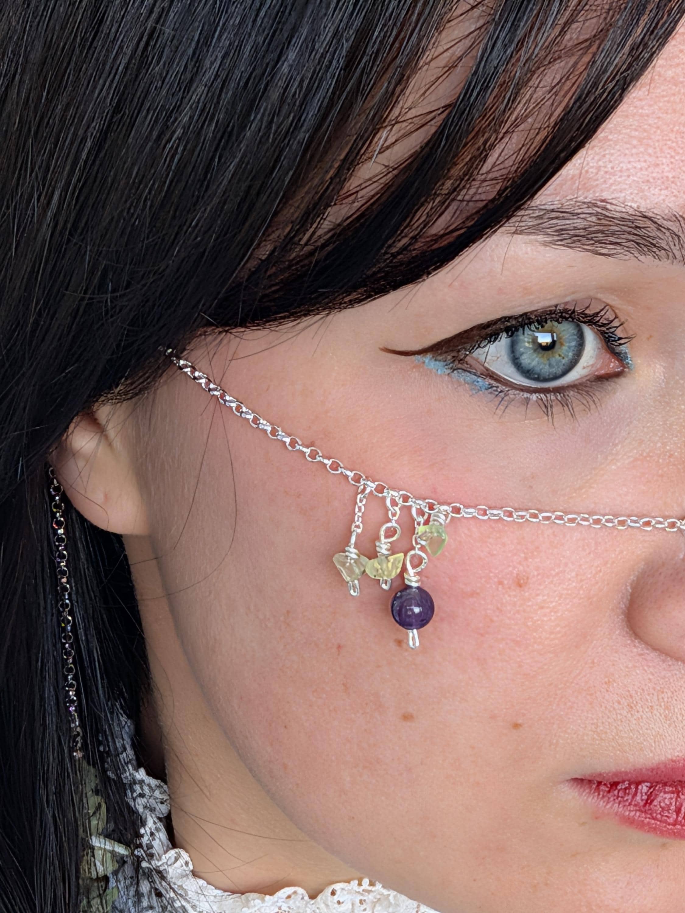 Prehnite amethyst face chain