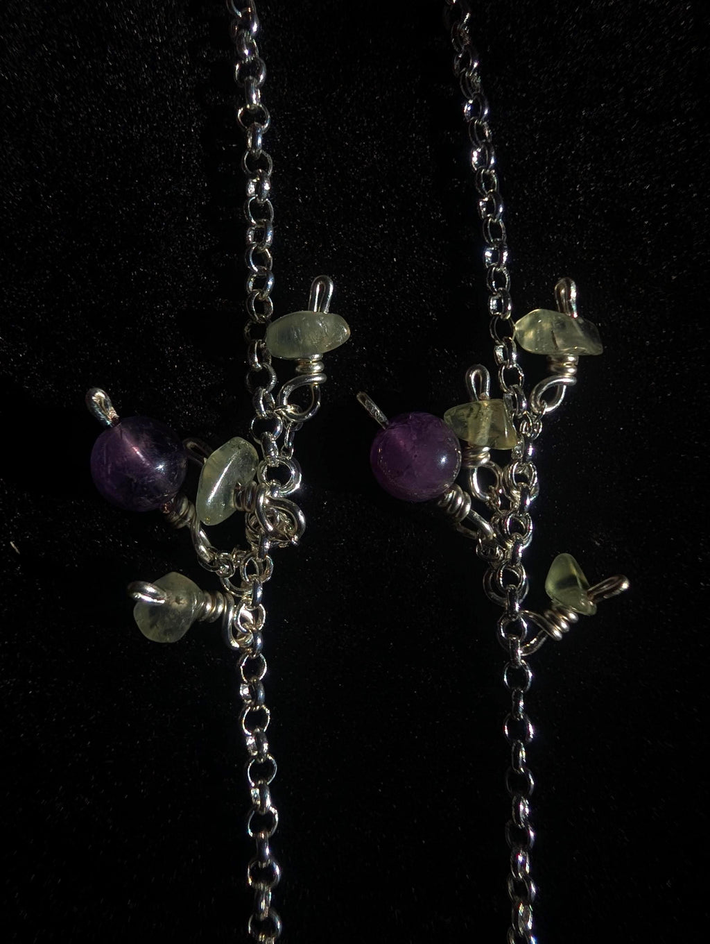 Prehnite amethyst face chain