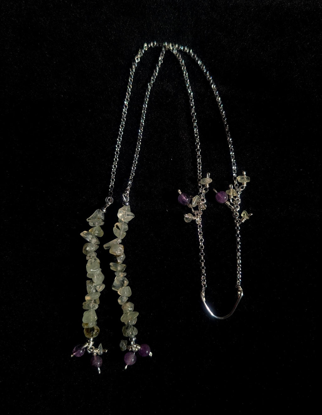 Prehnite amethyst face chain